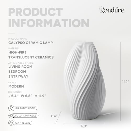 RONDURE Modern Ceramic Decorative Table Lamp Living Room Bedroom Bedside - Image 3