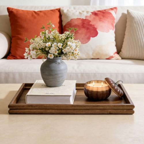 HILLSPRING Acacia Wood Ottoman Tray with Raised Edges, 17" x 13" - Image 5