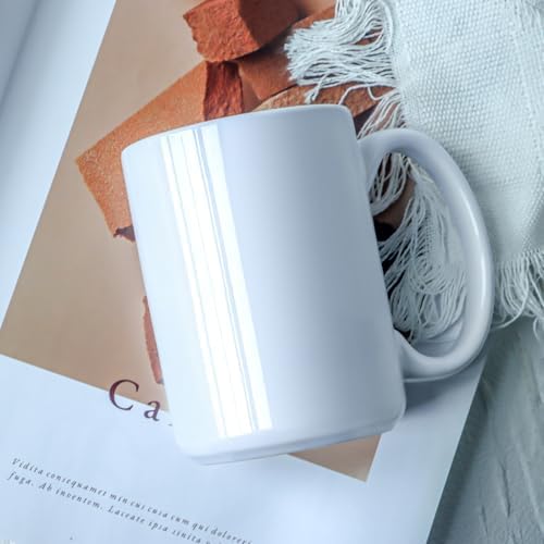 15 OZ Coffee Mug, Classic Blank Ceramic Cup with Large Handle for Tea Latte Cappuccino, White - Image 4