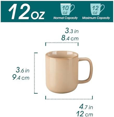 vancasso Coffee Mugs Set of 6, 12 Oz Ceramic Coffee Cups with Handle, Ceramic Unique Glaze Coffee Cup for Cappuccino, Latte, Tea, Cocoa, Dishwasher & Microwave Safe Gift Sets, Brown, Series PLAYA - Image 2