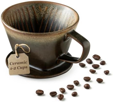 Gomakren Pour Over Coffee Maker 3 Hole Cone Brewer, Ceramic Coffee Dripper by Gomakren