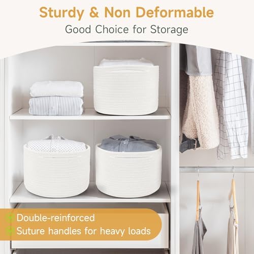 3 Pack Small Rope Storage Baskets, 9.82×9.82×7.1", White - Image 5