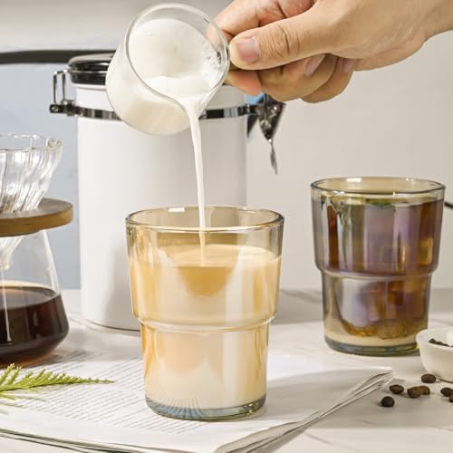 13oz Reusable Iced Coffee Tumbler with Lids,Clear Tumbler Water Glass,2 Pack Glass Cups with Straw and Lid,Glass to go Coffee Cup for Drinking Matcha, Water, and Juice(Amber - Image 6