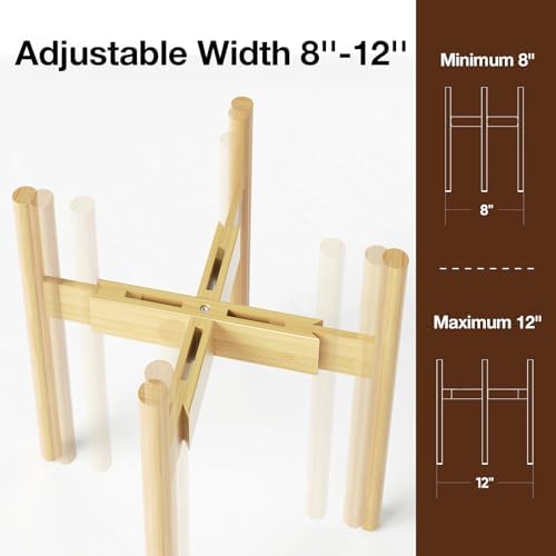 MUDEELA Plant Stand for Indoor, Bamboo Material, Natural, 14.5 Inch Tall - Image 2