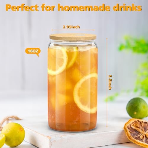 Glass Cups with Lids and Straws - 16 oz Glass Drinking Cups Set for Coffee - Image 5
