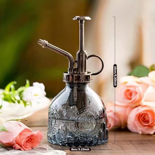 Plant Mister Spray Bottle, Glass Plant Mister 6.30x3.15 Inch Portable Handheld Fine Mist Vintage Embossment with Handle for Indoor Garden - Image 2