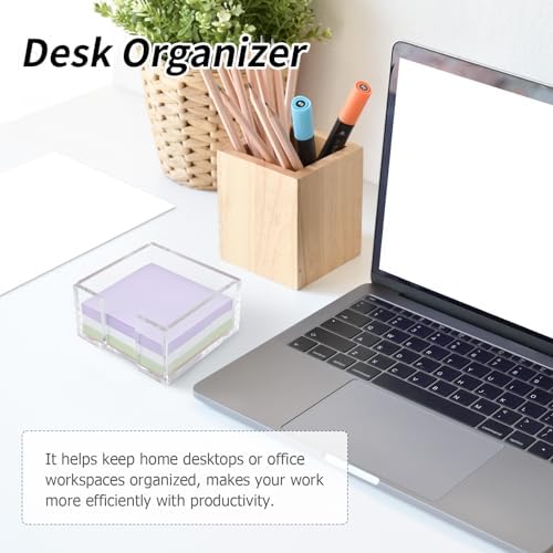 Acrylic Sticky Note Holder, 3 x 3 Crystal Clear Acrylic Notepad Holder Sticky Note Dispenser for Dorm Room and Office Desk Organizer (Pack of 3) - Image 4