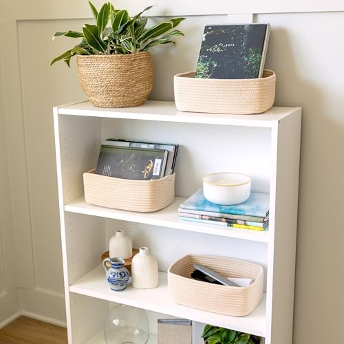 NaturalCozy 11.8"x8"x4.5” Storage Baskets for Shelves 3 Pack | Cotton Rope Woven Small Baskets for Organizing | Small Storage Bins for Nursery, Bathroom, Closet, Cube Shelf, Decorative, Gift Basket - Image 3