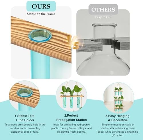 XXXFLOWER Wall Hanging Propagation Station with Wooden Stand Blue - Image 5