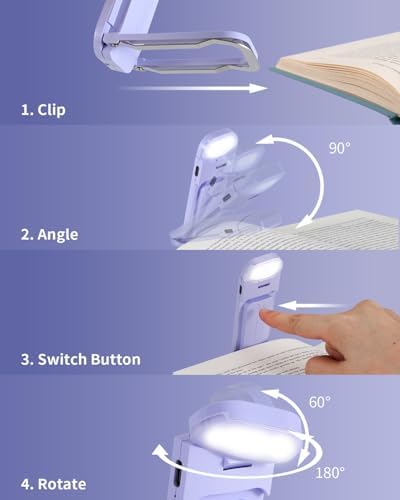 HEMONNKAM Reading Light, 2 Pack Rechargeable Clip-On Book Light for Bed - Image 5