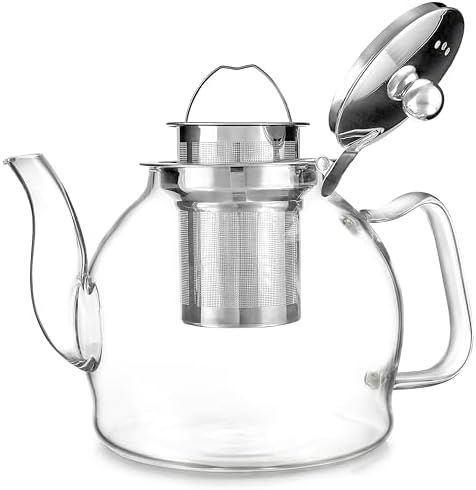 Teabloom Dublin Glass Teapot – Fine Borosilicate Glass – Stovetop and Microwave Safe – Removable Stainless Infuser – Ideal for Loose Leaf Tea – Large Capacity – 40 oz. / 1200 ml (4-5 Cups) - Image 2