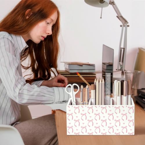 Pink Bow Pen Pencil Holder for Desk Decor, Girly Office Decor - Image 4
