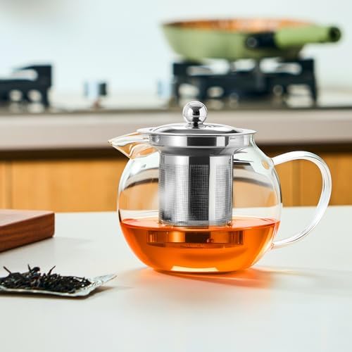 Baalaka Glass Teapot with Infuser, Clear Tea Pot for Stove, 22 oz/650 ml - Image 5