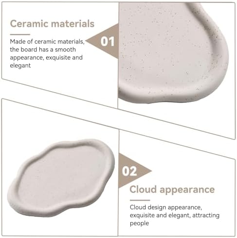 Jewelry Tray Holder, Cloud Trinket Dish Chubby Ceramic Jewelry Tray Cloud Cute Shape Trinket Dish Ring Holder Organizer Room Decor Aesthetic, White, Medium - Image 3