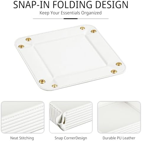 YAPISHI Luxury Valet Tray for Men, PU Leather Vanity Jewelry Catchall Tray - Image 5