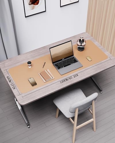 YSAGi Double-Sided Desk Mat, Eco Cork & Leather Desk Protector, Large Mouse Pad & Writing Pad for Office/Home (Apricot+Cork, 47.2" x 17") - Image 2