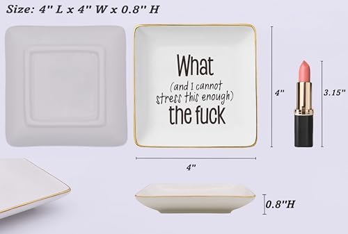 NZY Funny Ring Dish Gifts-Sarcastic Gift-Funny WTF Sarcastic-and I Cannot Stress This Enough-What the Eff-Dark Humor-Ceramic Jewelry Tray Trinket Holder Ring Dish-Motivational Saying - Image 5