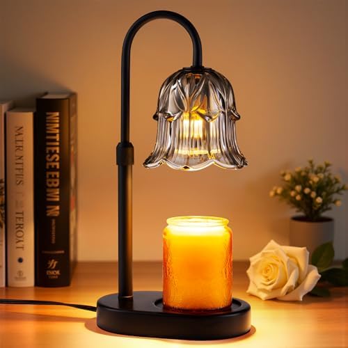 Candle Warmer Lamp Adjustable Timer Electric－ Gray Flower Shaped Wax Melting Lamp by Unknown