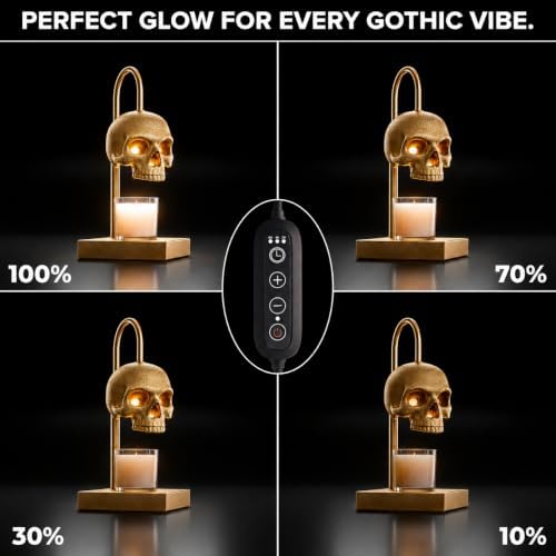 Nomnu Skull Candle Warmer Lamp with Timer and Dimmer, Golden Gothic Decor - Image 5