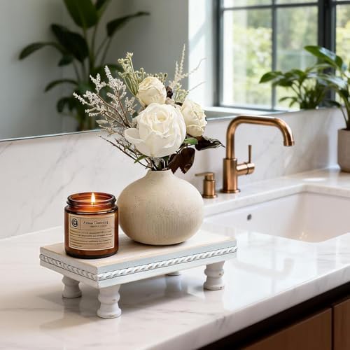 Bathroom Tray Pedestal Stand, Waterproof Wood Riser for Bathroom Counter - Image 2