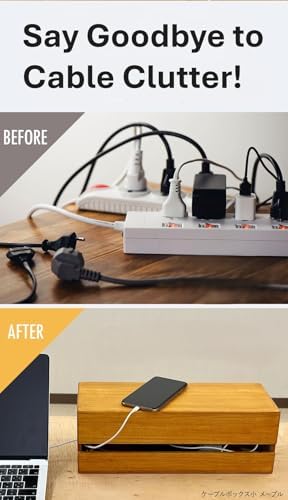 Paulownia Wood Cable Management Box – Handmade Cord Organizer for Power Strips, Chargers & Routers, Minimal Japanese Cable Storage, Made in Japan by Masuda - Image 4