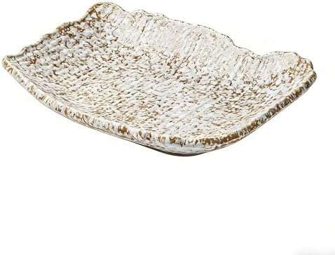 Stone Pattern Irregular Edge Rectangular Ceramic Bowl, Stoneware Centerpiece Tray for Entryway Kitchen Living Room, Decorative Catchall Bowl for Keys Jewelry Fruit, Home Decor Gift by Unknown