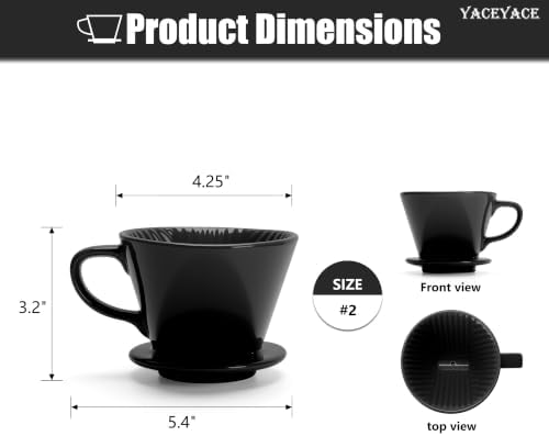 Coffee Pour Over Small, Black Ceramic Coffee Dripper - Image 2