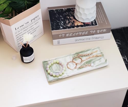 9.2" Porcelain Small Bathroom Narrow Tray - Green - Image 3