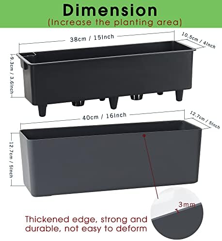 Elongated Self Watering Planter Pots Window Box 5.5 x 16 inch Indoor Home Garden Modern Decorative Planter Pot for All House Plants Flowers Herbs (Dark Grey,1-Pack) - Image 2