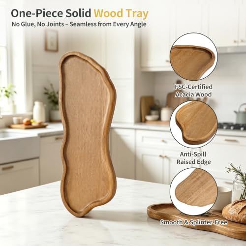 Small Wood Tray – Acacia Serving Platter Vanity Tray Mini Wooden Tray Decor - Image 3