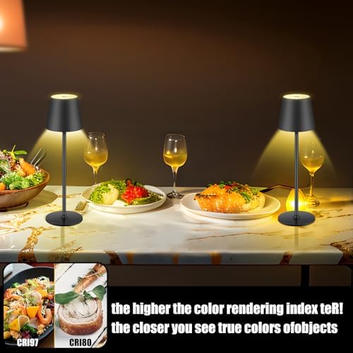 2 Pack Cordless Table Lamp,Portable LED Desk Lamp, 6000mAh Battery Operated, 3 Color Stepless Dimming Up, for Restaurant/Bedroom/Bars/Outdoor Party/Camping/Coffee Shop Night Light - Image 5