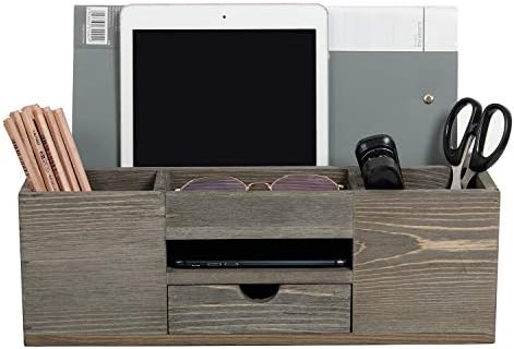 Liry Products Brown Wooden Desktop Organizer Multiple Compartments Rack Shelf Drawer Tabletop Wood Storage Cabinet Office Supplies Caddy Document Stationery Holder Accessory Sorter Vanity Home - Image 2