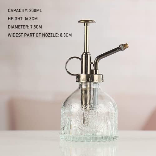 Plant Mister in Glass 200ML, Small Spray Bottle with Plastic Top Pump, Fine Mist Decorative Sprayer Tiny Watering Can Gift for Indoor Outdoor Succulent House Plant (Transparent) - Image 5