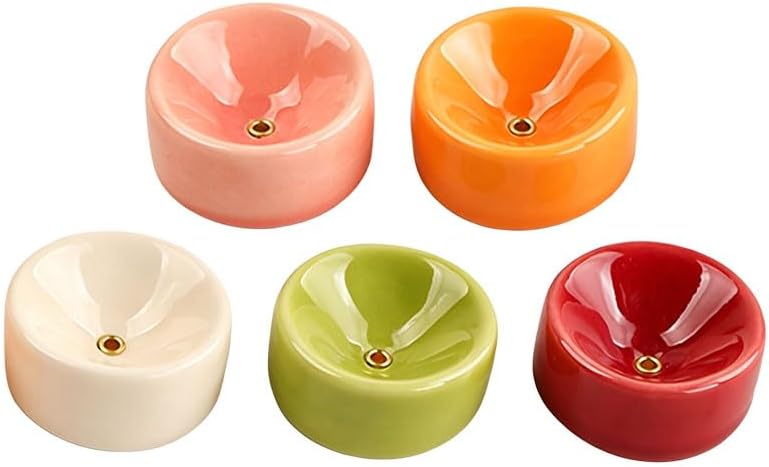 5Pcs Minimalist Round Ceramic Stick Incense Holders, Modern Simple Static Aroma Trays, Calming Zen Ornaments for Yoga, Spa, Bedroom, Living Room & Office Flat Surface Displays by Unknown