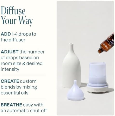 Cliganic Ceramic Aromatherapy Diffuser for Essential Oils (White) - 7 Color Lights, Cool Mist, Auto Shut Off for Home & Office - Image 2
