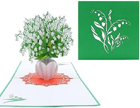 ETA Lily of the Valley Pop Up Card - 3D Happy Birthday with Flowers Design, Flower Card, for Mother’s Day, Get Well Best Wishes Mom, Women and Friends, F16