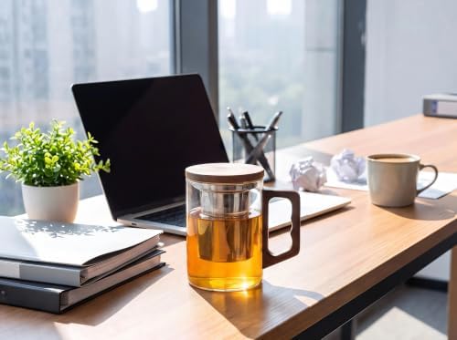 Tea Infuser Mug 400ML/15.5oz，Borosilicate Glass Infusion Mug Dishwasher Safe preferred for birthday gifts - Image 2