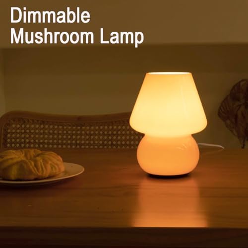 HEQET Dimmable Mushroom Table Lamp Orange Warm Lamp,Retro Accent Cute Cozy Ambient Desk Lamp, Bedroom Decor Aesthetic Lamp Nightstand Decor,Unique Home Decor - Image 3