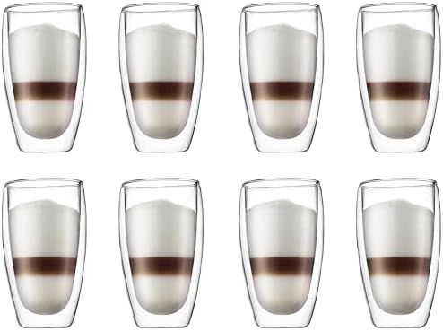 Bodum 15oz Pavina Double Wall High-Heat Borosilicate Glass, Set of 2, Clear (Pack of 4) by Bodum