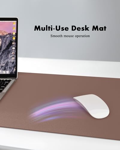 YSAGi Double-Sided Desk Pad, 35.4"x17"Leather Desk Mat, Eco Cork Desk Pad Protector,Large Mouse Pad,Waterproof Desk Blotter for Office/Home(Chocolate) - Image 4