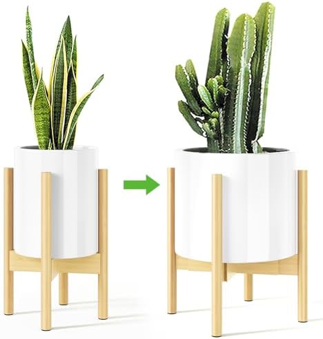 MUDEELA Plant Stand for Indoor, Bamboo Material, Natural, 14.5 Inch Tall by MUDEELA