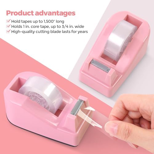 SKYDUE Pink Desk Accessories 11Pcs with Rotating Pen Holder for Desk - Image 5