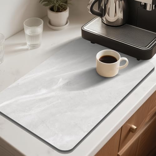 Findosom Dish Drying Mat, 12" x 20" Super Absorbent Coffee Mat, Light Grey - Image 2