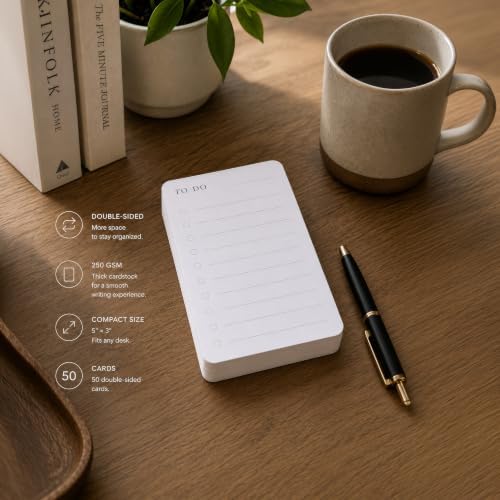 Minimalist Weekly Planner Desk Set – Solid Black Walnut Stand with Pen Tray, Double-Sided Planner & To-Do Cards (To-Do List Cards (50 Cards)) - Image 2