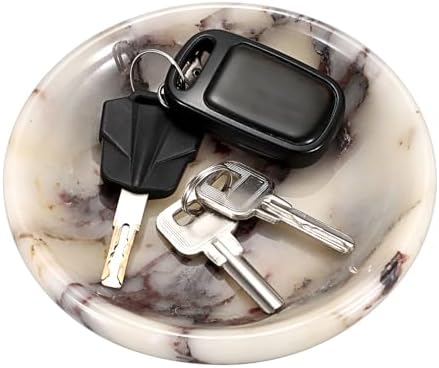Hipiwe Decorative Key Holder for Entryway Table Round Key Bowl Marble Nightstand Organizer for Candle Jewelry Tray for Earrings Necklaces by Hipiwe