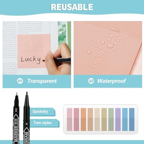 Jutom 39 Pcs Aesthetic Book Annotation Kit,Black,Classic Style - Image 6