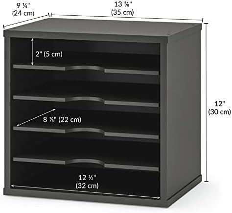 Ballucci 5-Tier File Organizer for Desk, Wooden Mail Sorter, Office Desk Organization, Paper Storage Organizers, Folder holder for desk, Letter Trays & Stacking Supports, Adjustable Shelves, Black - Image 3