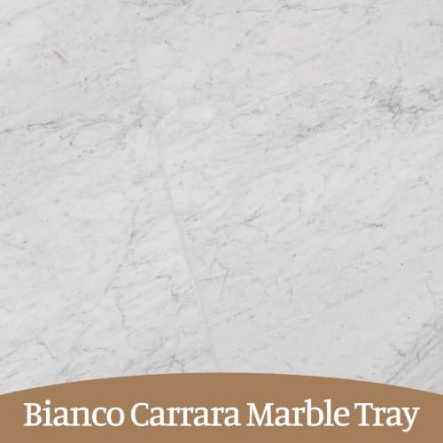 Koville Bianco Carrara Marble Tray, 12"x6" Decorative Tray for Countertop, Catchall for Perfume, Candles, Jewelry Dish - Image 7