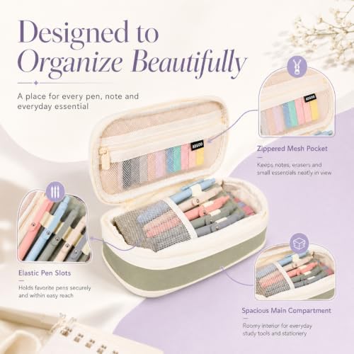 27 Pcs Aesthetic School Supplies Include 12 Pcs Aesthetic Highlighters Bible 1 Ppcs Big apacity Pen Case Bag 5 Pcs Retractable Quick Dry Gel Ink Pens 9 Pads Clear Sticky Tabs for School Office Home - Image 5