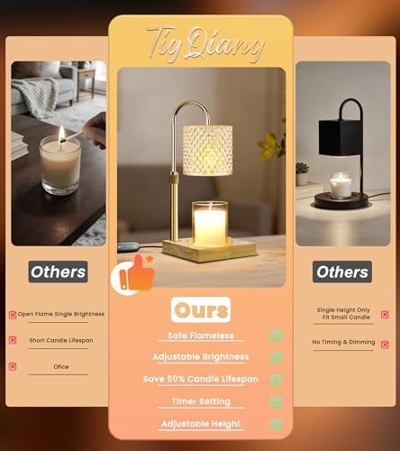 TigQiang Elegant Candle Warmer Lamp, Height Adjustable, Women Gifts, Brass - Image 4